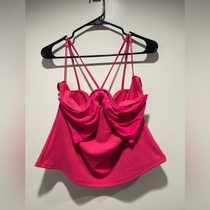 XL Barbie pink V-strap top with bow
